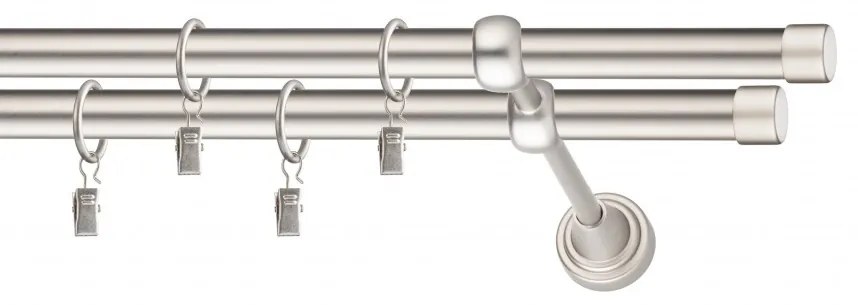 Dekorstudio Chrómová matná dvojradová garniža LUNA 19mm Dĺžka: 120cm, Typ uchytenia: Držiak dvojitý modern, Typ príslušenstva: Bez príslušenstva