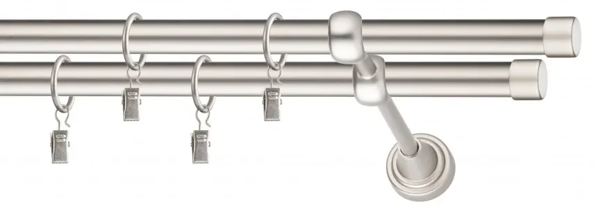 Dekorstudio Chrómová matná dvojradová garniža LUNA 19mm Dĺžka: 340cm, Typ uchytenia: Držiak dvojitý modern, Typ príslušenstva: Bez príslušenstva