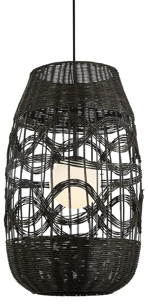 Závesné svietidlo Arona, 1x čierne ratanové tienidlo, (fi 40cm), b