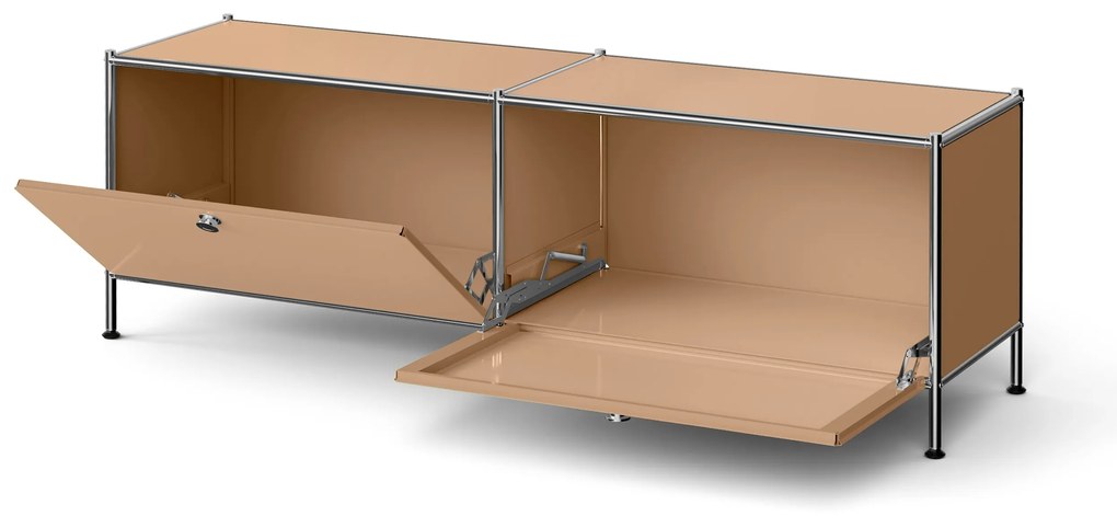 Nízky kovový stolík »CN3« s priehradkami, karamelová