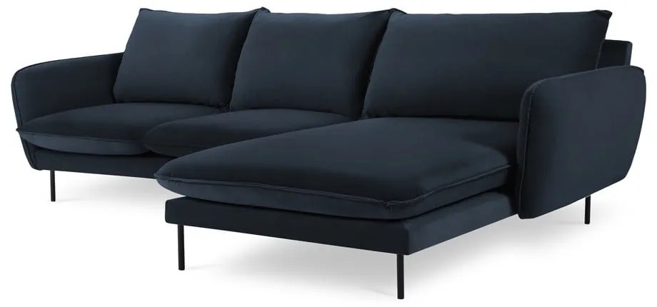 Tmavomodrá zamatová rohová pohovka (pravý roh) Vienna – Cosmopolitan Design