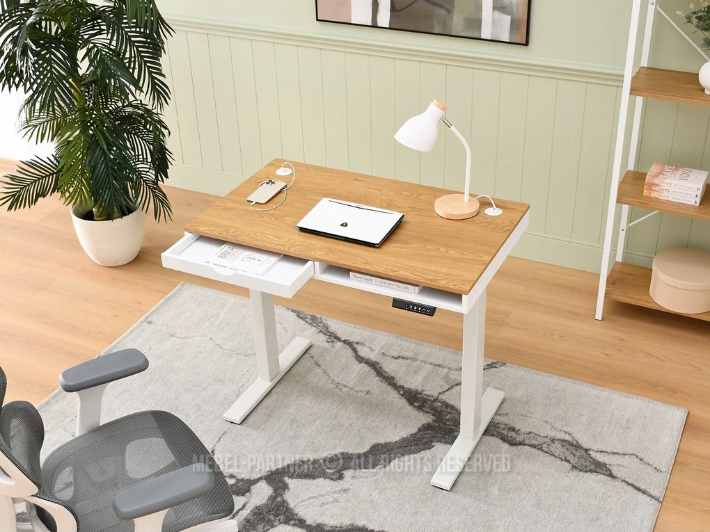 PC stolík Osto 100 (dub biely + biela). Akcia -21%. Vlastná spoľahlivá doprava až k Vám domov. 1109811
