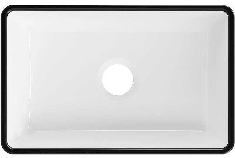 Mexen Nadia, umývadlo na dosku 36x23x12 cm, biela lesklá-čierny okraj, 21613607