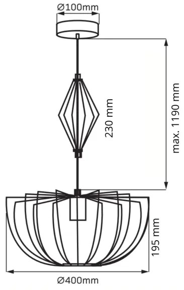Luster na lanku JASMINA 1xE27/20W/230V pr. 40 cm čierna