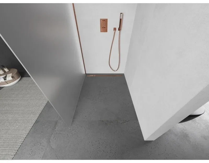 Mexen Kioto L, sprchová zástena Walk-In 120 x 200 cm, 8mm sklo námraza, ružové zlato profil, 800-120-103-60-30
