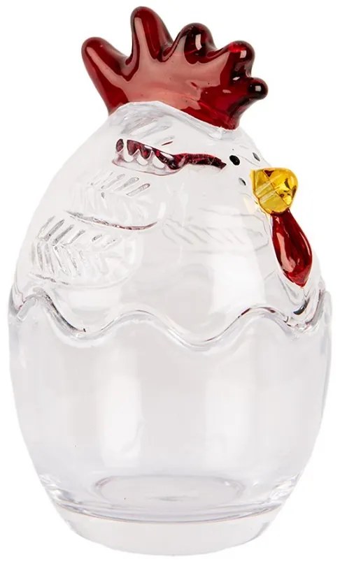 Transparentná sklenená dóza s vekom v tvare sliepočky Chicken - ⌀ 6*9 cm