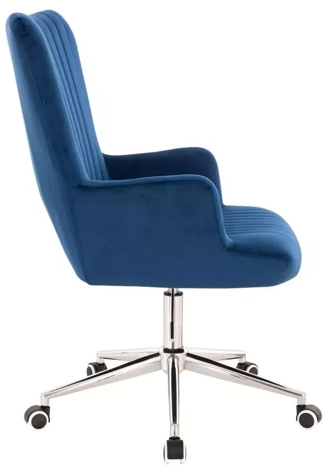 LuxuryForm DESIGN Kreslo AMADEO VELUR na striebornej podstave s kolieskami - modré