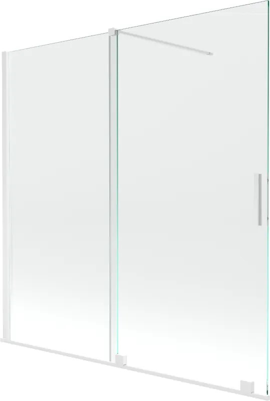 Mexen Velar vaňová zástena dvojkrídlová Posuvný 160 x 150 cm, Priehľadné, Biela - 896-160-000-01-20