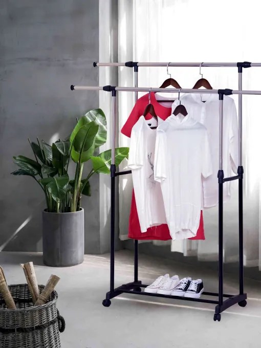 Vešiakový stojan na kolieskach TIMI čierny