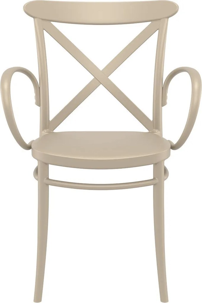 CROSS XL záhradná stolička s podrúčkami taupe