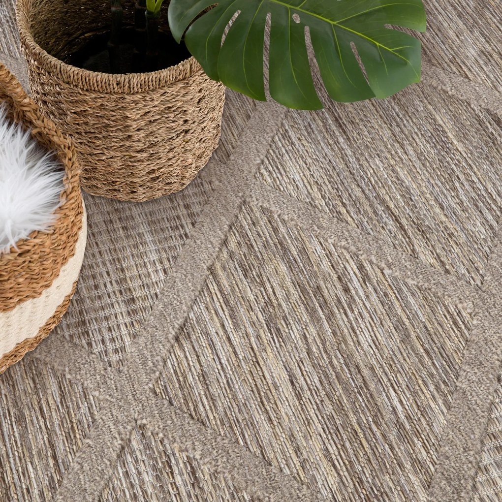 Dekorstudio Okrúhly terasový koberec SANTORINI - 457 hnedý Priemer koberca: 160cm