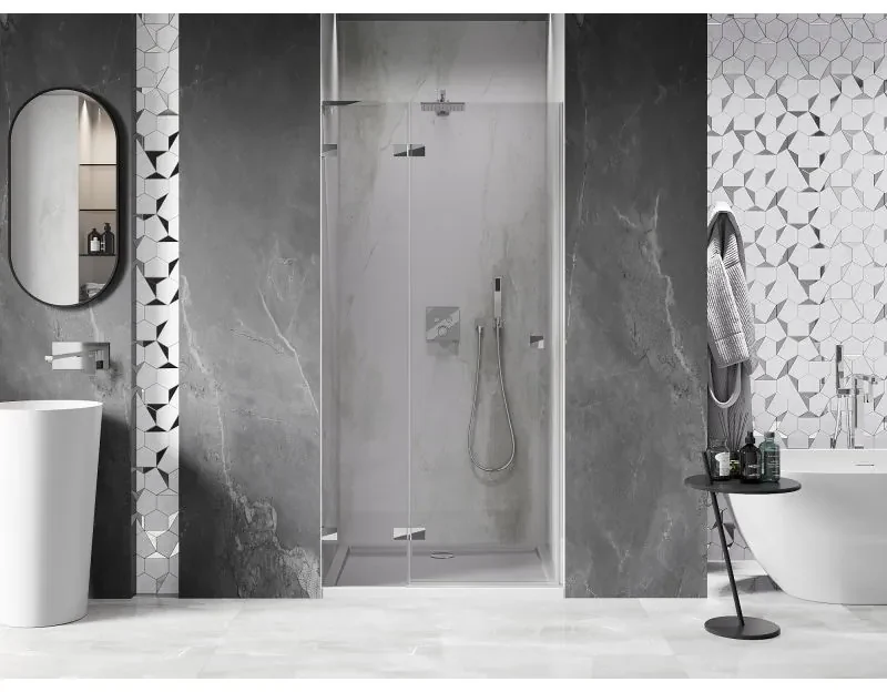 Mexen, Mexen Lunar L výklopné sprchové dvere ľavé 85 cm, transparentné, chróm - 834L-085-000-01-00-L