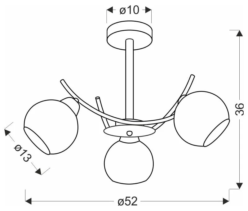 Stropné svietidlo so skleneným tienidlom v bielo-zlatej farbe 36x52 cm Amos – Candellux Lighting