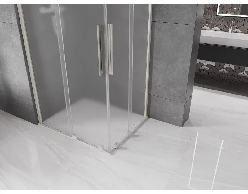 Mexen Velar Duo, sprchový kút s posuvnými dverami 90 x 80 cm, 8mm sklo námraza, brúsená oceľ, 871-090-080-32-97