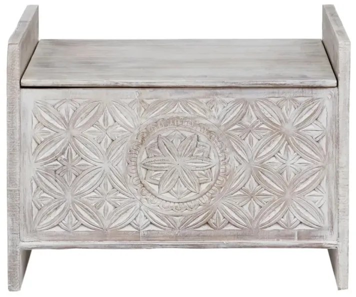 furniture-nabytek.cz - Masívna lavicová truhla Mackay z mangového dreva, lakovaná, biela – 71×40×55 cm
