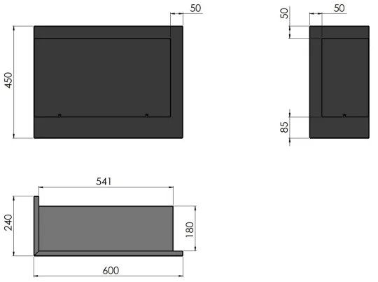 InFire - Rohový BIO krb 45x60 cm 3kW čierna