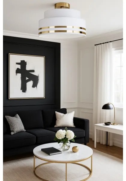 Stropné svietidlo TAMI 1xE27/60W/230V pr. 40 cm biela/zlatá