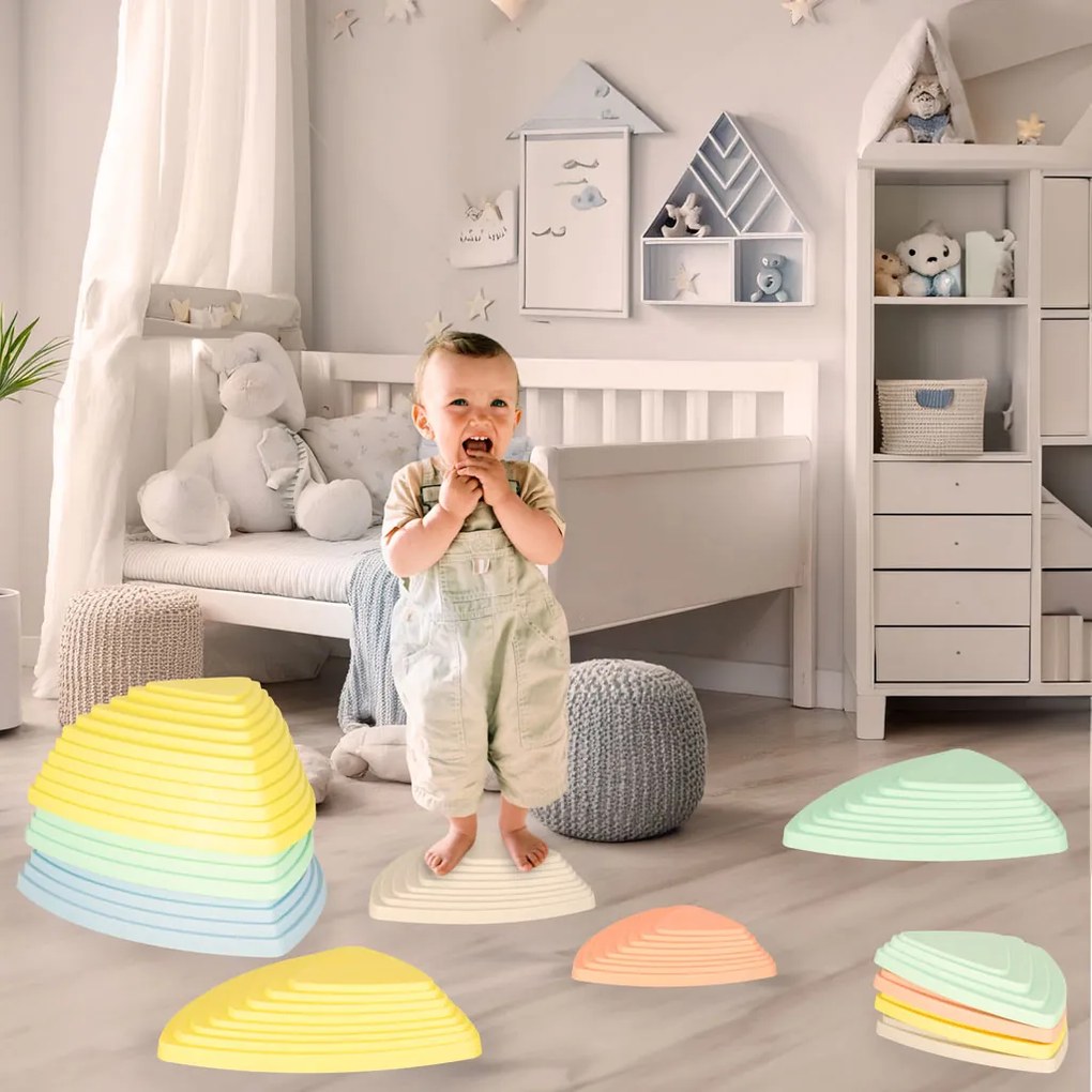 KIK Balančné kamene pre deti – 11-dielna senzorická dráha (Montessori, tréning rovnováhy)