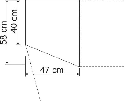 Skosená skriňa Luxor 47 cm, polárny smrekovec, ľavá