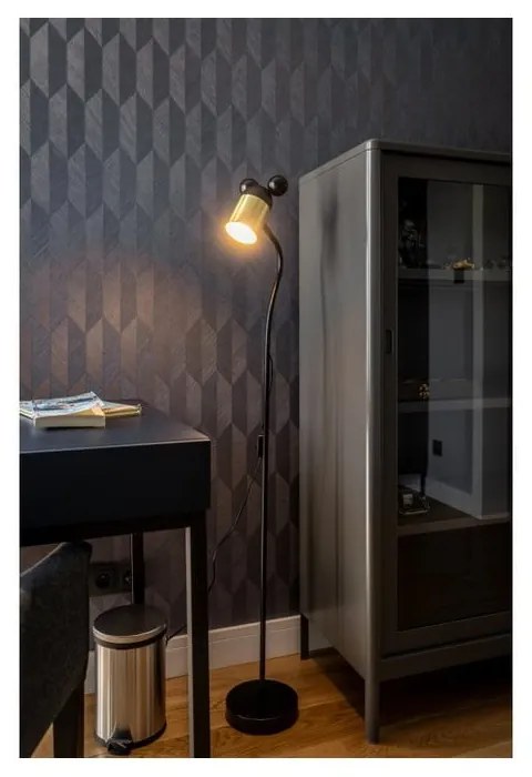 Stojacia lampa s kovovým tienidlom v čierno-zlatej farbe (výška 133,5 cm) Mouse – GTV