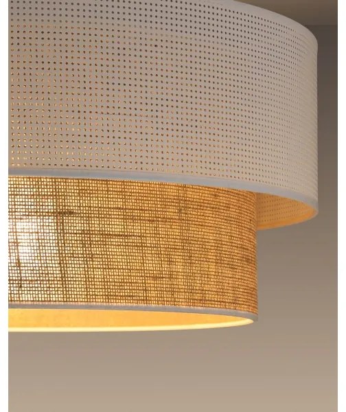 Závesný luster BORHO na lanku 1xE27/60W/230V pr. 50 cm biela/juta