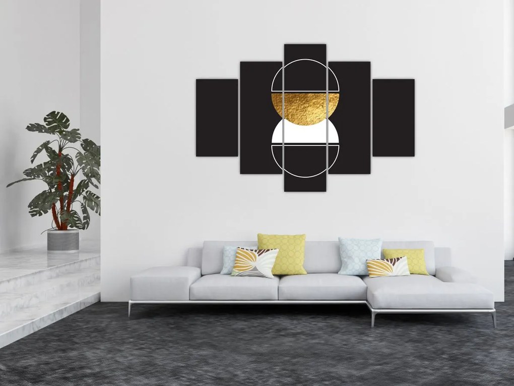 Obraz - Abstrakcia zlatá a čierna N⁰2 (150x105 cm)