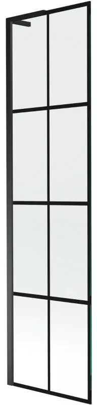 Mexen Next L, 1-krídlová vaňová zástena 50 x 150 cm, 6mm číre sklo-čierny vzor, čierny profil, 895-050-000-03-77-70