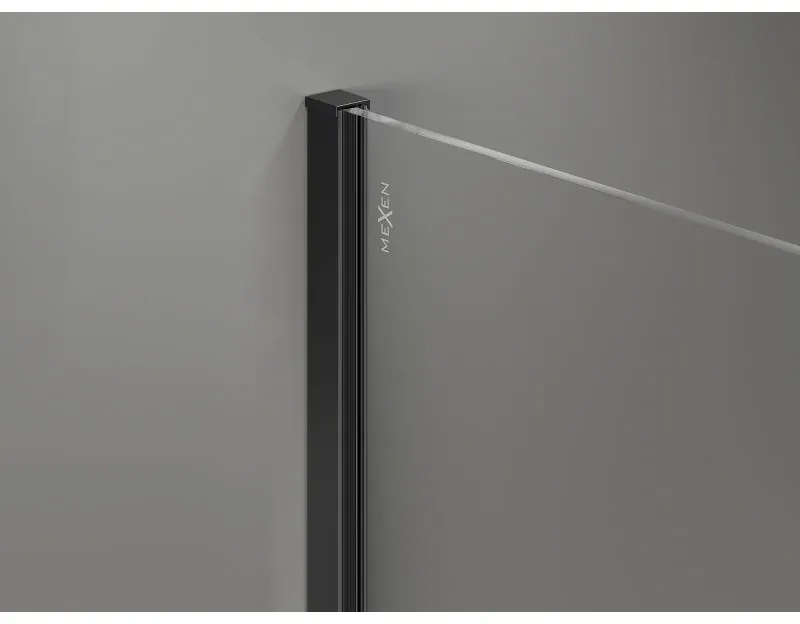 Mexen, Mexen Kioto-X sprchová stena 90 x 200 cm, grafit 10 mm, čierna - 800-090-101-70-40-X