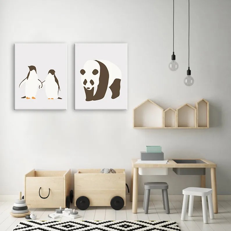 Séria 2 plagátov pre deti 40x50 cm - Panda a Penguins