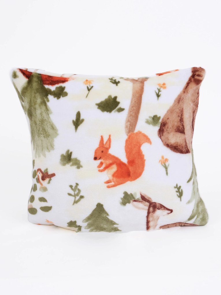 Obliečka na vankúš mikroplyš 40 × 40 cm – Lesné zvieratká