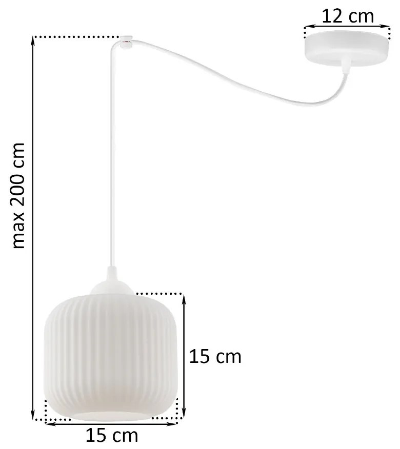 Závesné svietidlo Riffle Spider, 1x biele sklenené tienidlo, w