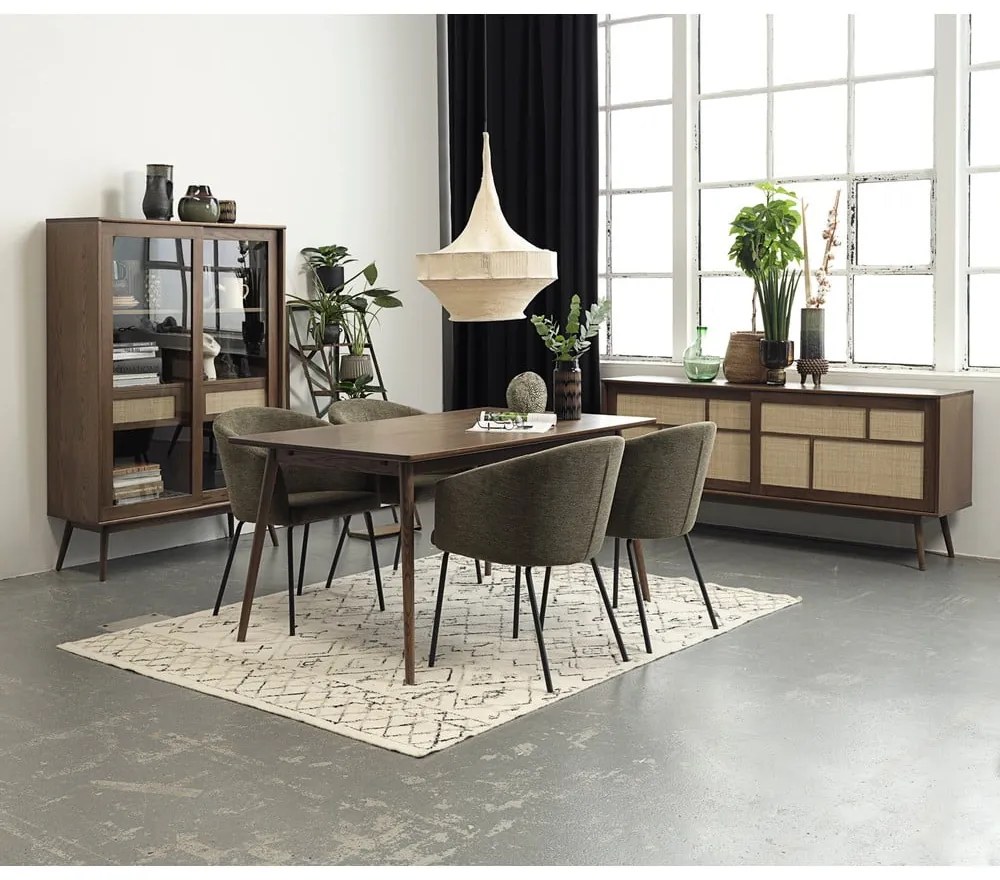 Khaki čalúnené jedálenské kreslo s podrúčkami Easton – Unique Furniture