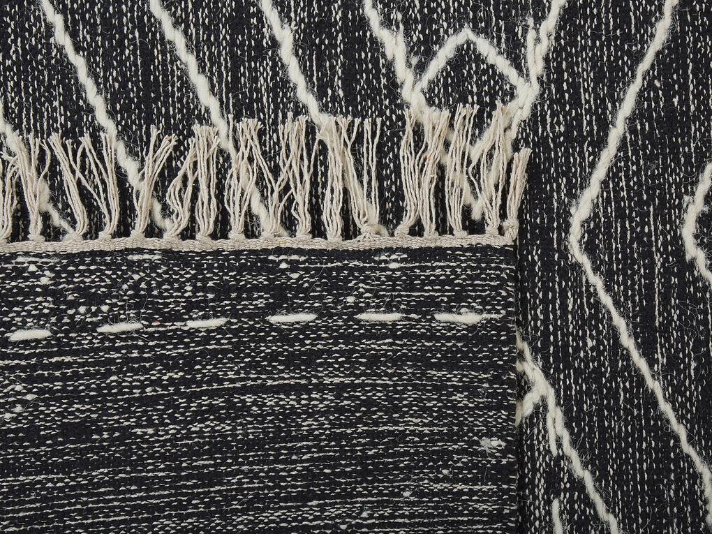 Bavlnený koberec 160 x 230 cm čierna/biela KHENIFRA Beliani