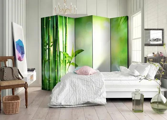 Paraván - Green Bamboo II [Room Dividers] Veľkosť: 225x172, Verzia: Jednostranný