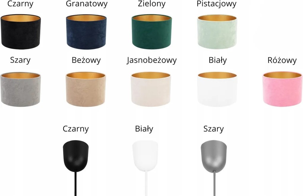 Závesné svietidlo Mediolan, 1x textilné tienidlo (výber z 10 farieb), (výber z 3 farieb konštrukcie), g, lp