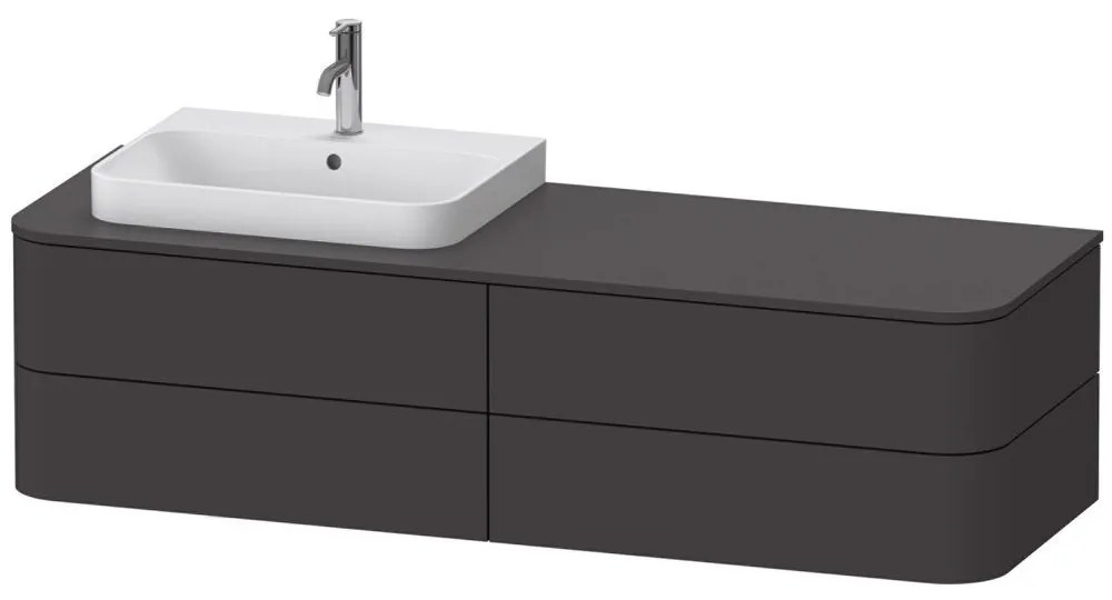 DURAVIT Happy D.2 Plus závesná skrinka pod umývadlo pod dosku (umývadlo vľavo), 4 zásuvky, 1600 x 550 x 408 mm, grafit super matná, HP4973L8080