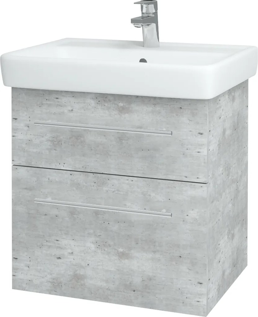 Dřevojas - Koupelnová skříň Q MAX SZZ2 60 - D01 Beton / Úchytka T02 / D01 Beton (67529B)