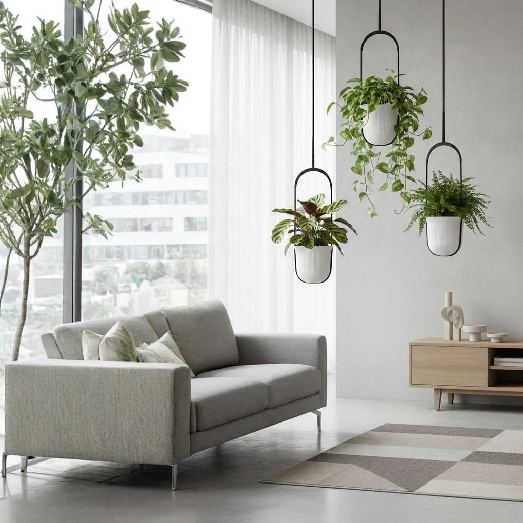 Závěsný květináč AERA HANG 17,9 cm krémový