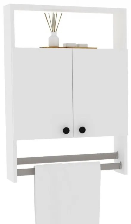 Závesná kúpeľňová skrinka s vešiakom na uteráky Banyo biela