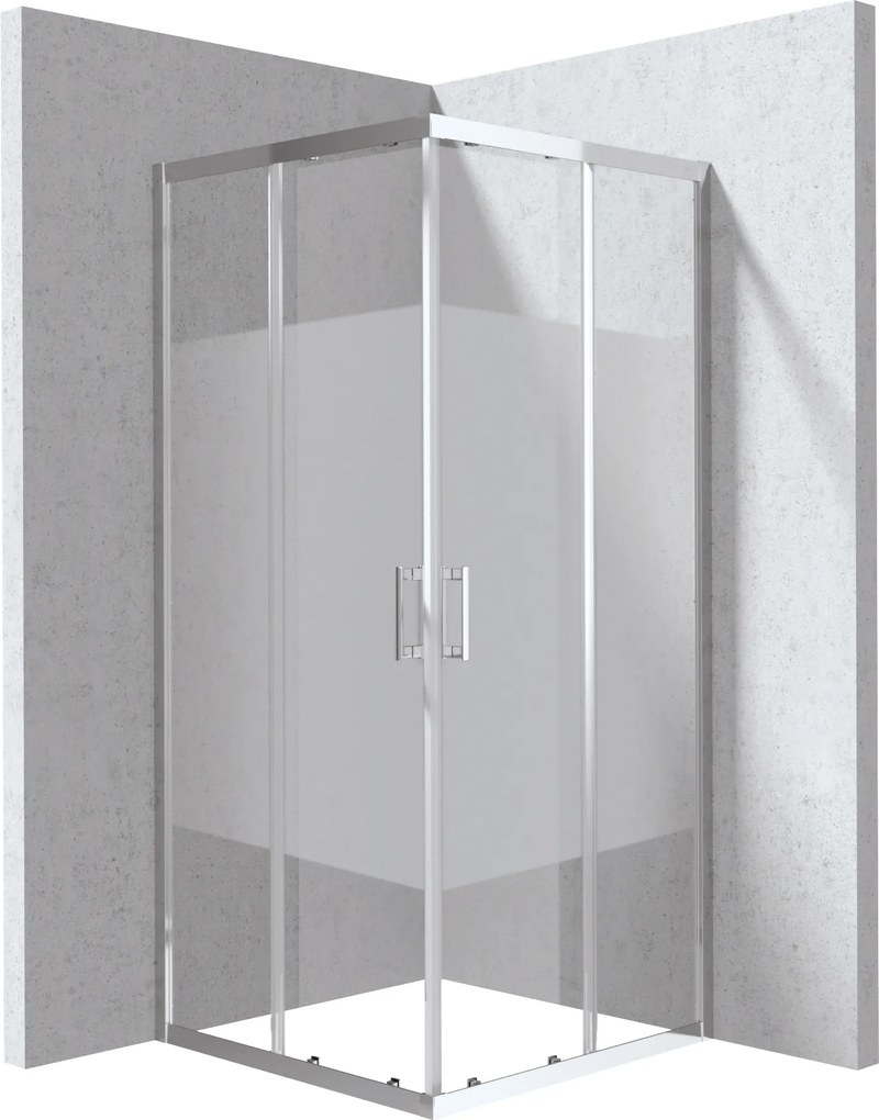 Deante Štvorcový sprchovací kút Funkia Evo 90x90 cm, vzor pás - KYC 0E99P, chróm - bez vaničky