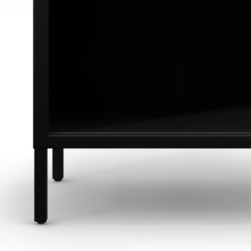 Čierny kovový regál na knihy MARIO Modern 500 x 1800 x 350 mm