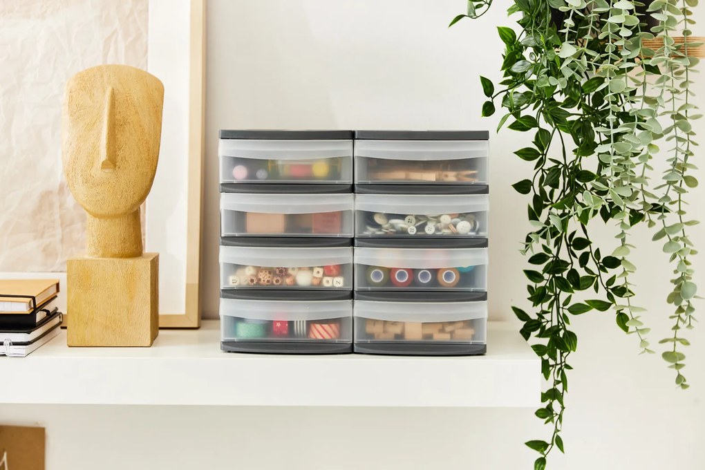 DUO M - Box s 2 zásuvkami (A4), úložný box výsuvný, antracit, Rotho SYSTEMIX