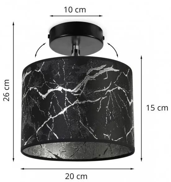 Bodové svietidlo Werona 3, 1x čierne textilné tienidlo so vzorom, (možnosť polohovania), s