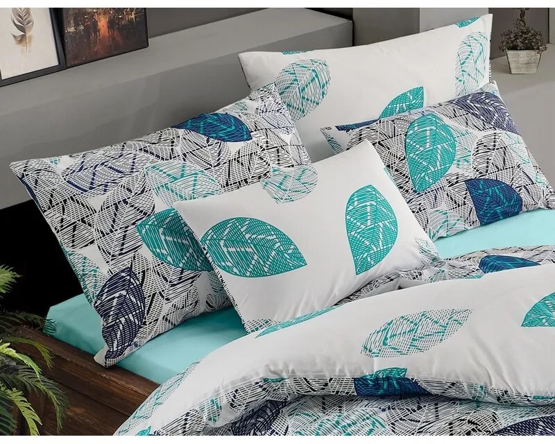 BedTex Bavlnené povlečení Linna tyrkysová, 140 x200 cm, 70 x 90 cm