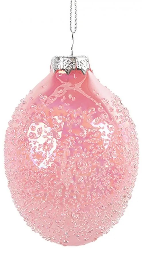 Velikonoční přívěsek vajíčko Ø 6x9 cm růžové sklo -