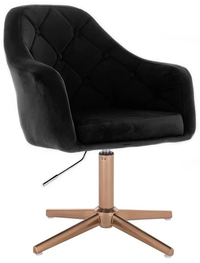 LuxuryForm DESIGN Kreslo ANDORA VELUR na zlatom kríži - čierne
