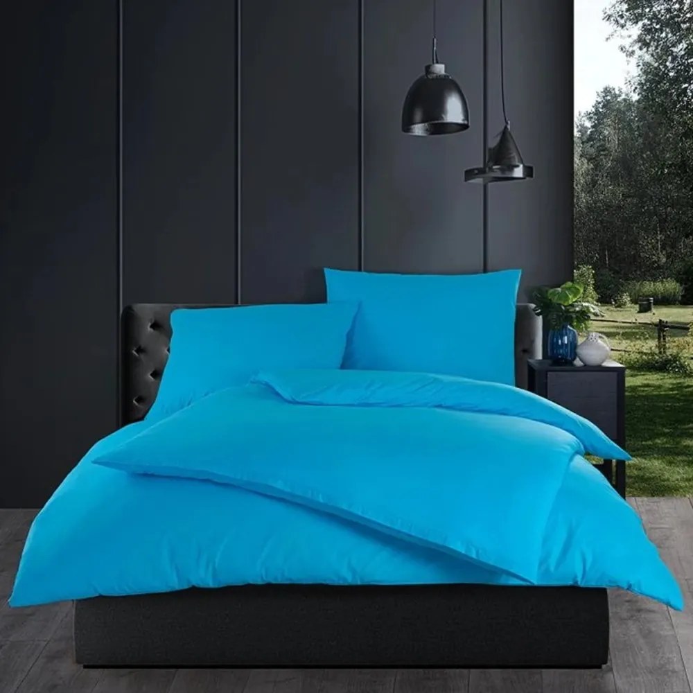 Bavlnené jednofarebné posteľné obliečky - tyrkysové - 100% bavlna renforcé - 70 x 90 cm + 140 x 200 cm