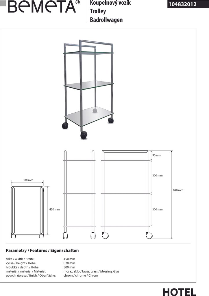Bemeta Design Kúpeľňový vozík - 104832012