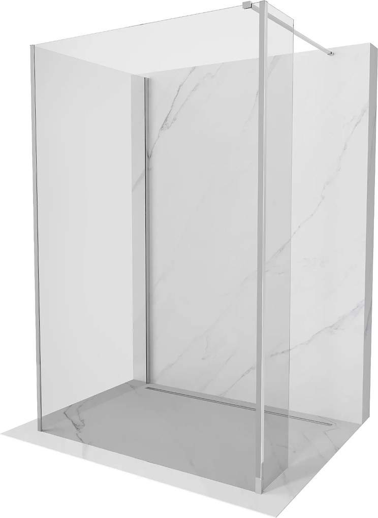 Mexen Kioto, 3-stenová sprchová zástena Walk-In 130 x 70 x 40 cm, 8mm číre sklo, chrómový profil, 800-130-070-221-01-00-040