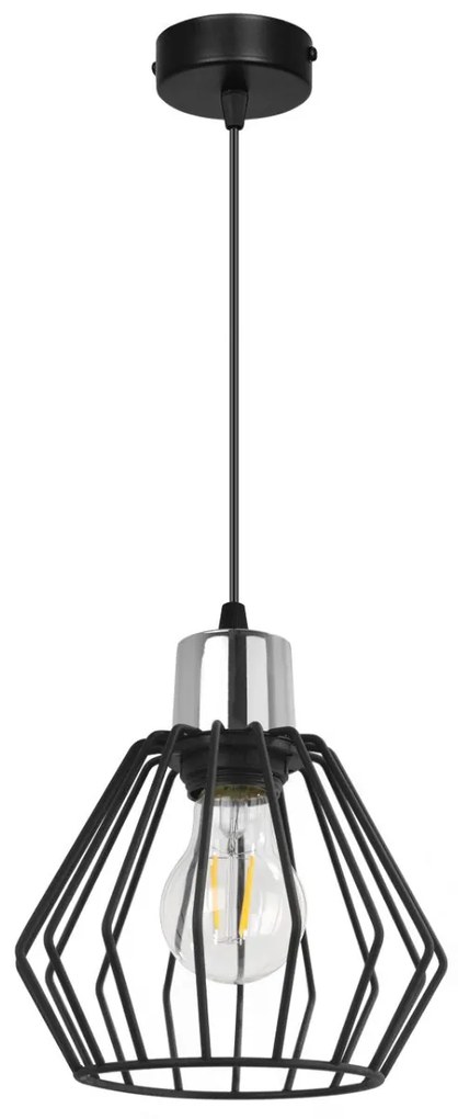 Závesné svietidlo Nuvola 4, 1x čierne drôtené tienidlo, ch